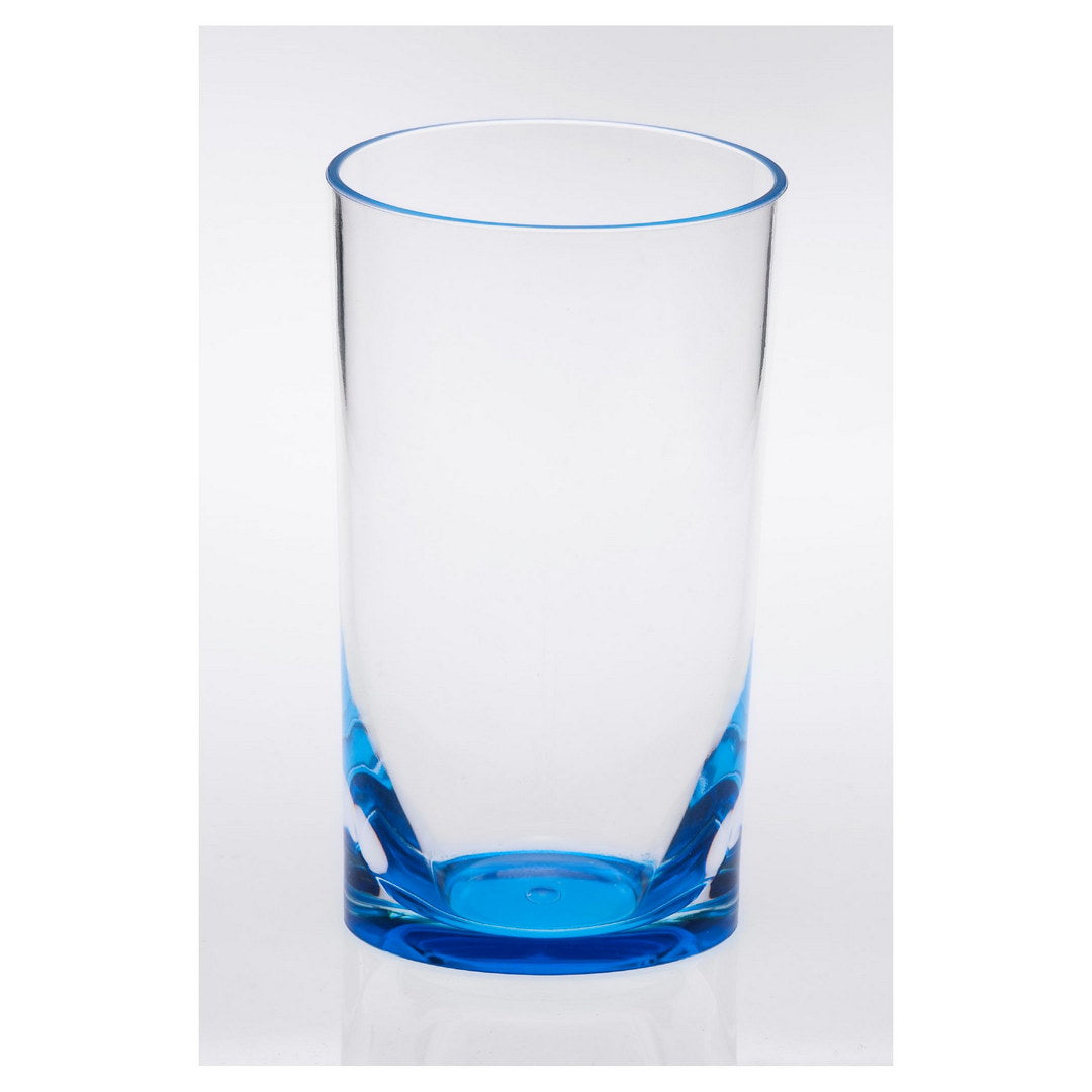 Oval Halo Acrylic Glasses Drinking Set Of 4 Hi Ball 15Oz , Plastic Drinking Glasses, Bpa Free Cocktail Glasses, Drinkware Set, Plastic Water Tumblers Blue Acrylic