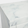 Tempered Glass Nightstand, Marble Nightstand With 3 Drawers,Side Table For Bedroom, Living Room Matte White Mdf