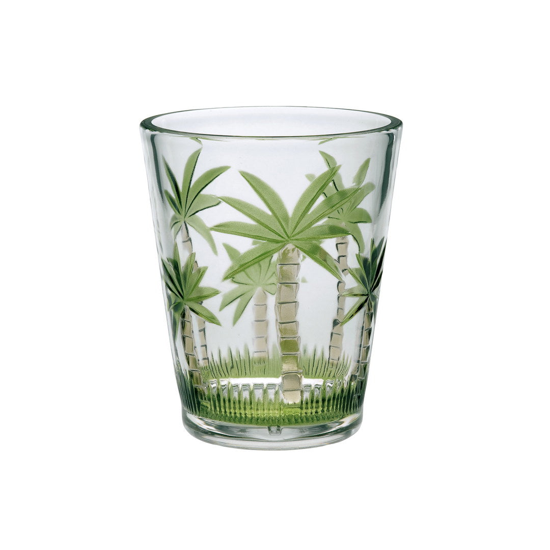 Palm Tree Design Acrylic Glasses Drinking Set Of 4 Dof 15Oz , Plastic Drinking Glasses, Bpa Free Cocktail Glasses, Drinkware Set, Plastic Water Tumblers Clear Acrylic