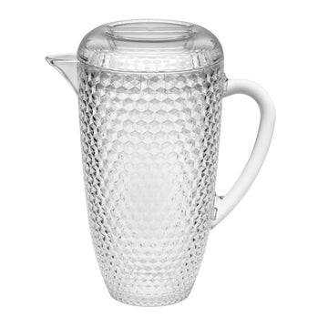 2.5 Quarts Water Pitcher With Lid, Diamond Cut Unbreakable Plastic Pitcher, Drink Pitcher, Juice Pitcher With Spout Bpa Free Clear Acrylic