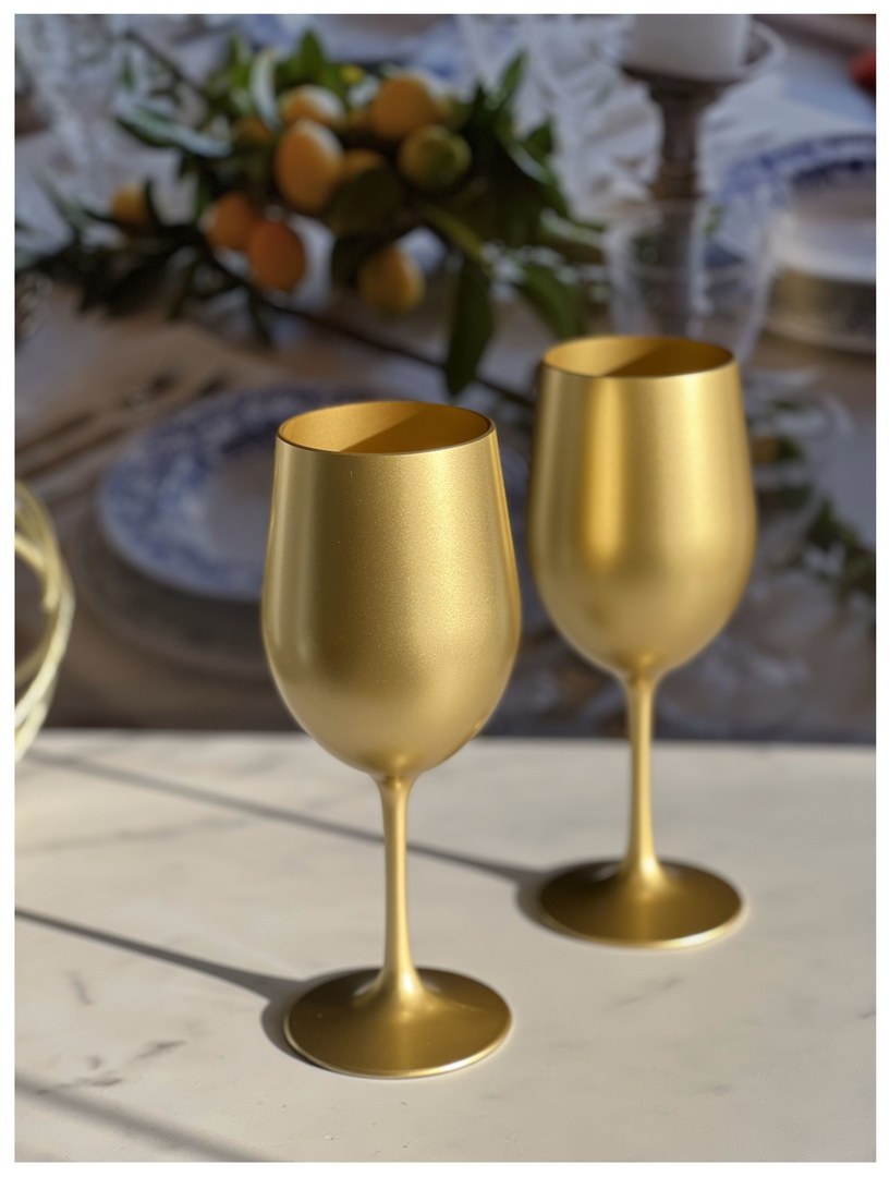 Metallic Gold Color Plastic Wine Glasses Set of 4 12oz gold-acrylic