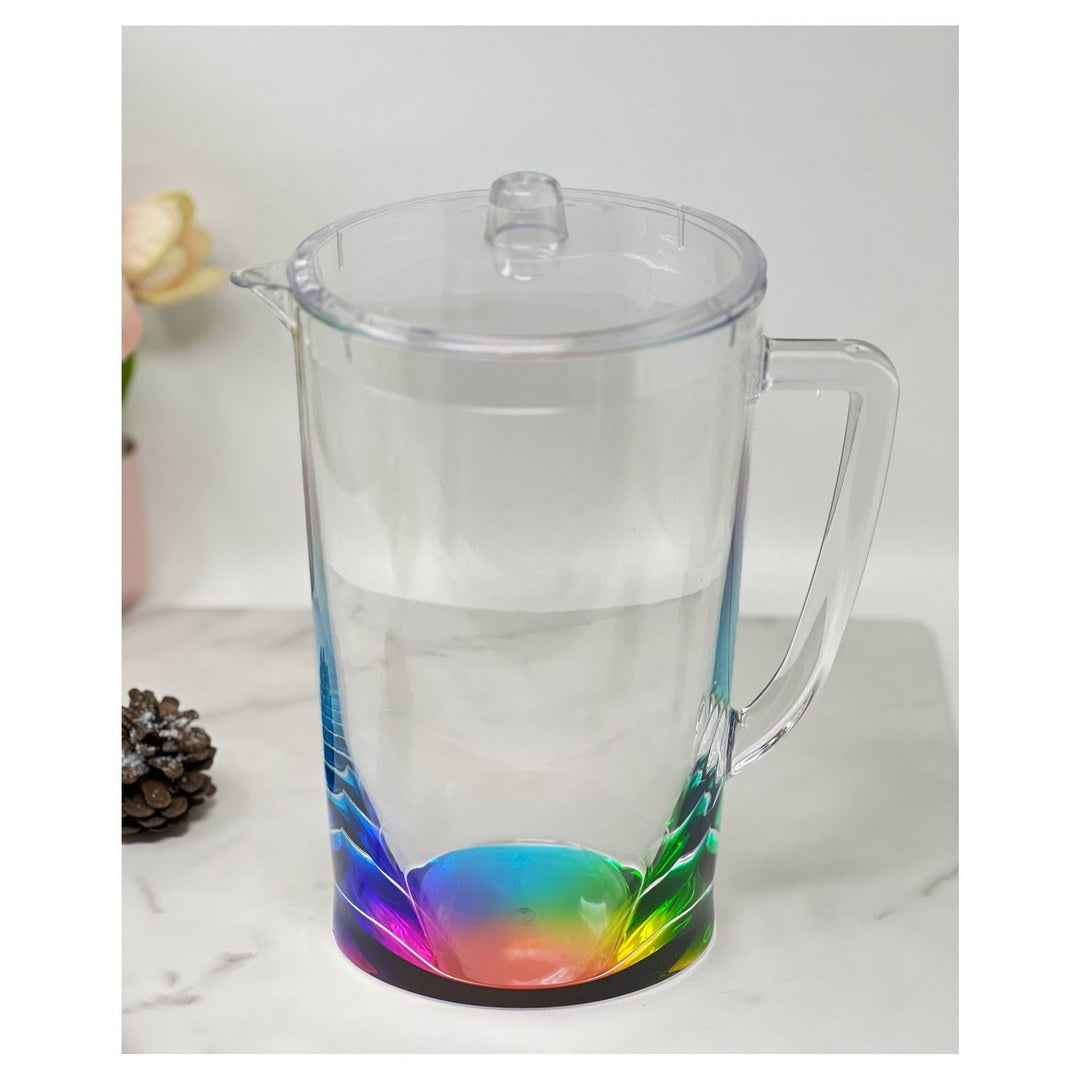 2.75 Quarts Water Pitcher with Lid, Oval Halo Design clear-acrylic