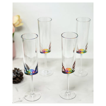 Oval Halo Plastic Champagne Flutes Set Of 4 4Oz , Unbreakable Mimosa Glasses Plastic Champagne Glasses, Acrylic Wedding Champagne Flutes Clear Acrylic