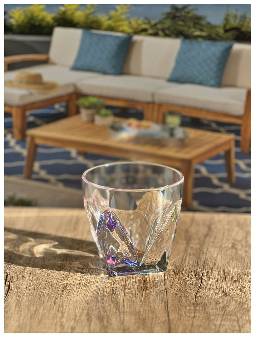 Rainbow Diamond Acrylic Glasses Drinking Set Of 4 Dof 9Oz , Plastic Drinking Glasses, Bpa Free Cocktail Glasses, Drinkware Set, Drinking Water Glasses Clear Acrylic