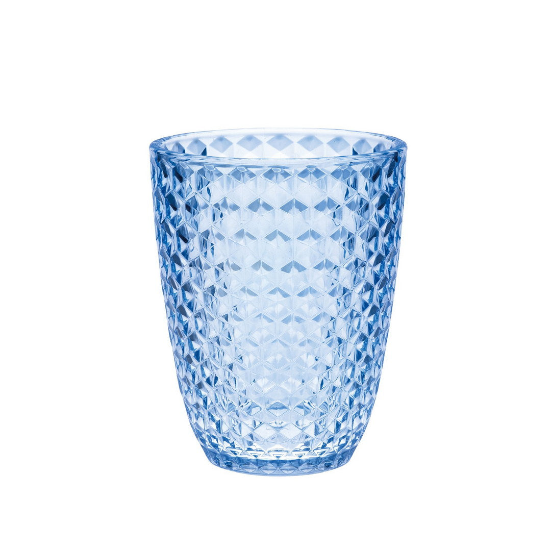 Diamond Cut Acrylic Glasses Drinking Set Of 4 12Oz , Plastic Drinking Glasses, Bpa Free Cocktail Glasses, Drinkware Set, Drinking Water Glasses Blue Acrylic