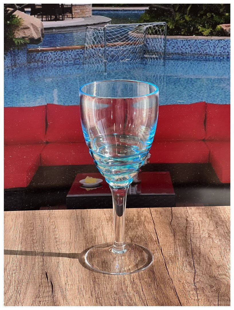 Swirl Plastic Wine Glasses Set of 4 12oz , BPA Free blue-acrylic