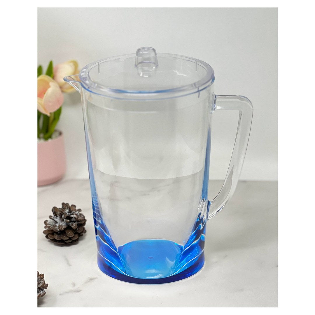 2.75 Quarts Water Pitcher with Lid, Oval Halo Design blue-acrylic