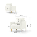 Mid Century Modern Velvet Fabric Accent Chair Armchair For Living Room Bedroom Channel Tufted Upholstered Comfortable Cream Color Reading Armchair Beige Foam Velvet
