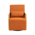 Coolmore 360 Degree Swivel Barrel Club Chair With One Pillow,Modern Comfortable Upholstered Accent Chair,Linen Accent Chair For Living Room,Bedroom Orange Linen Orange Primary Living Space Modern Foam Linen