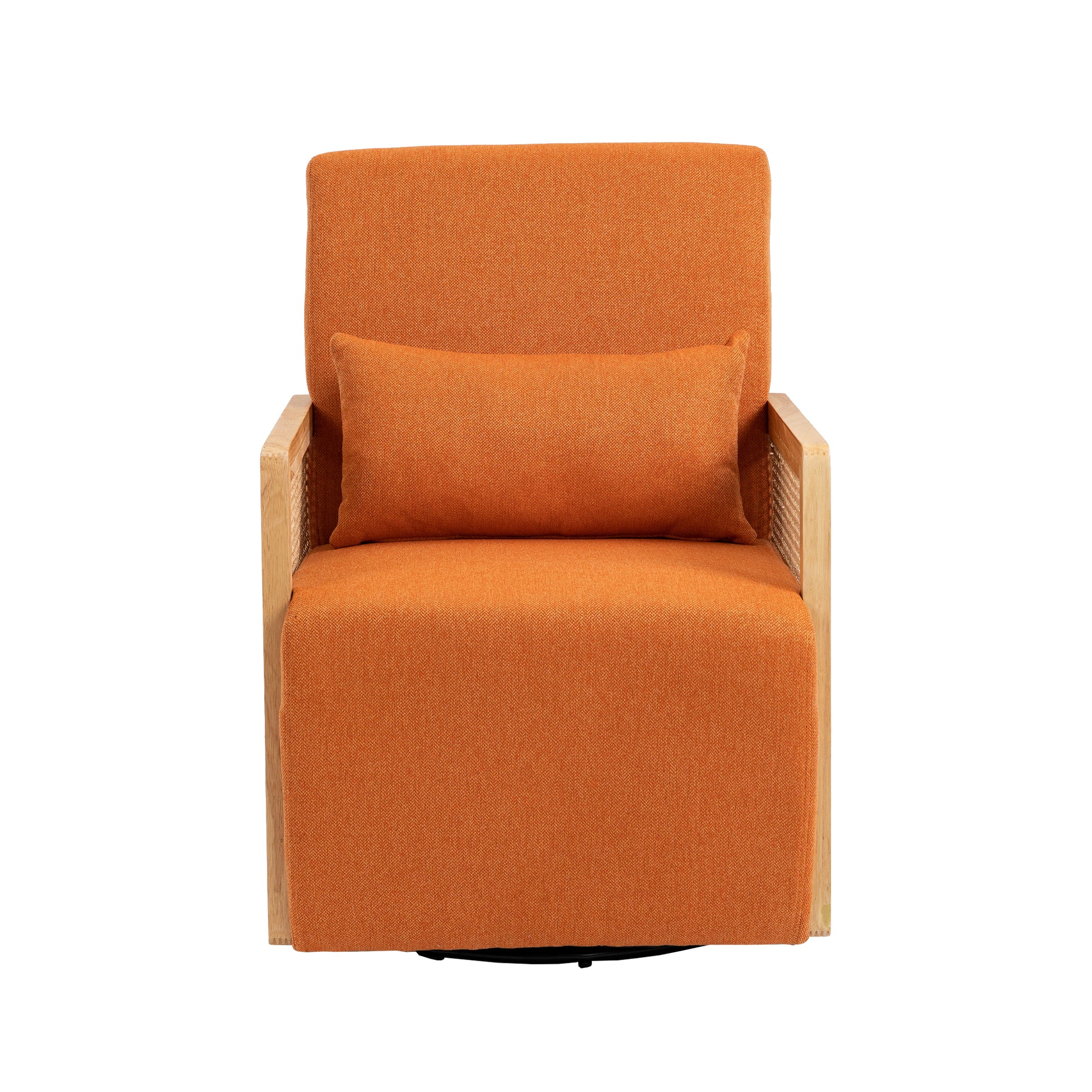 Coolmore 360 Degree Swivel Barrel Club Chair With One Pillow,Modern Comfortable Upholstered Accent Chair,Linen Accent Chair For Living Room,Bedroom Orange Linen Orange Primary Living Space Modern Foam Linen