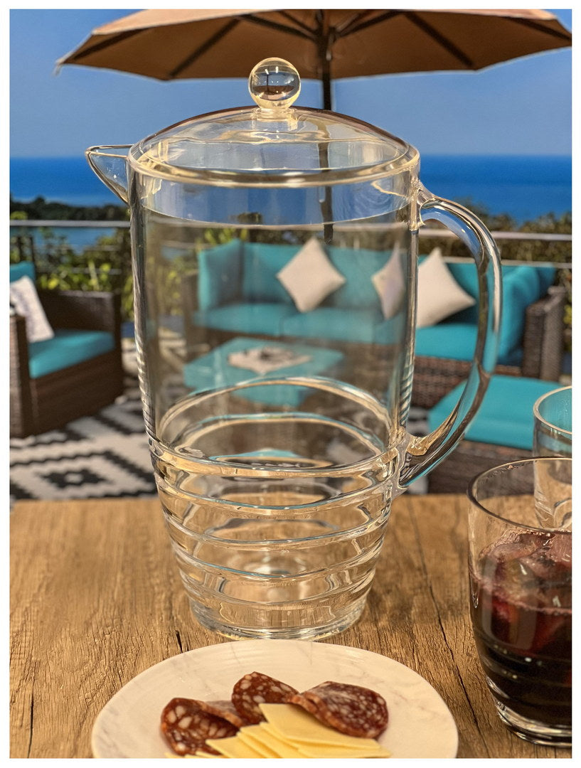 2.5 Quarts Water Pitcher With Lid, Swirl Unbreakable Plastic Pitcher, Drink Pitcher, Juice Pitcher With Spout Bpa Free Clear Acrylic