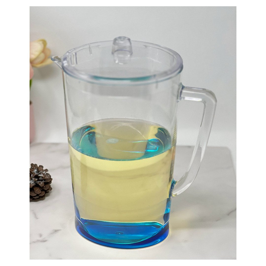 2.75 Quarts Water Pitcher with Lid, Oval Halo Design blue-acrylic