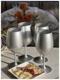 Metallic Silver Color Plastic Wine Glasses Set Of 4 20Oz , Bpa Free Acrylic Wine Glass Set, Unbreakable Red Wine Glasses, White Wine Glasses Silver Acrylic