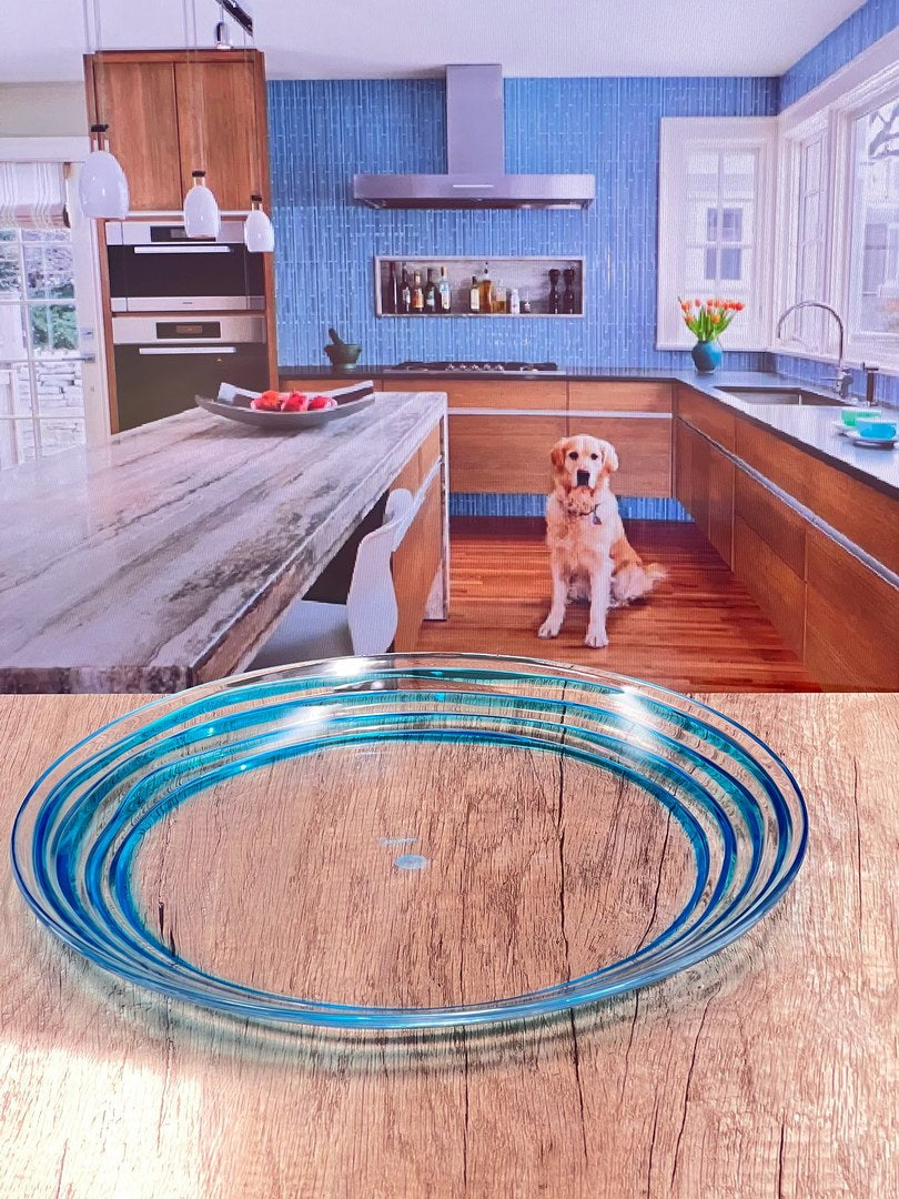 Designer Swirl 12" Acrylic Dinner Plates Set Of 4, Blue Plastic Plates Reusable, Unbreakable Kitchen Plates For All Occasions Bpa Free Dishwasher Safe Blue Acrylic