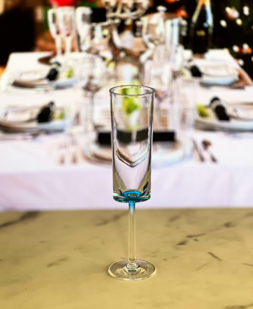 Oval Halo Plastic Champagne Flutes Set of 4 4oz blue-acrylic
