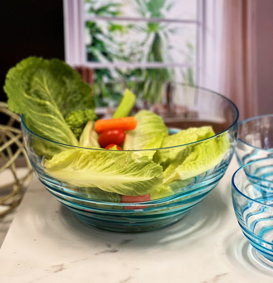 Swirl Acrylic Serving Bowls, Unbreakable Large Plastic Bowls, Soup Bowls, Salad Bowls, Cereal Bowl For Snacks, Bpa Free Blue Acrylic
