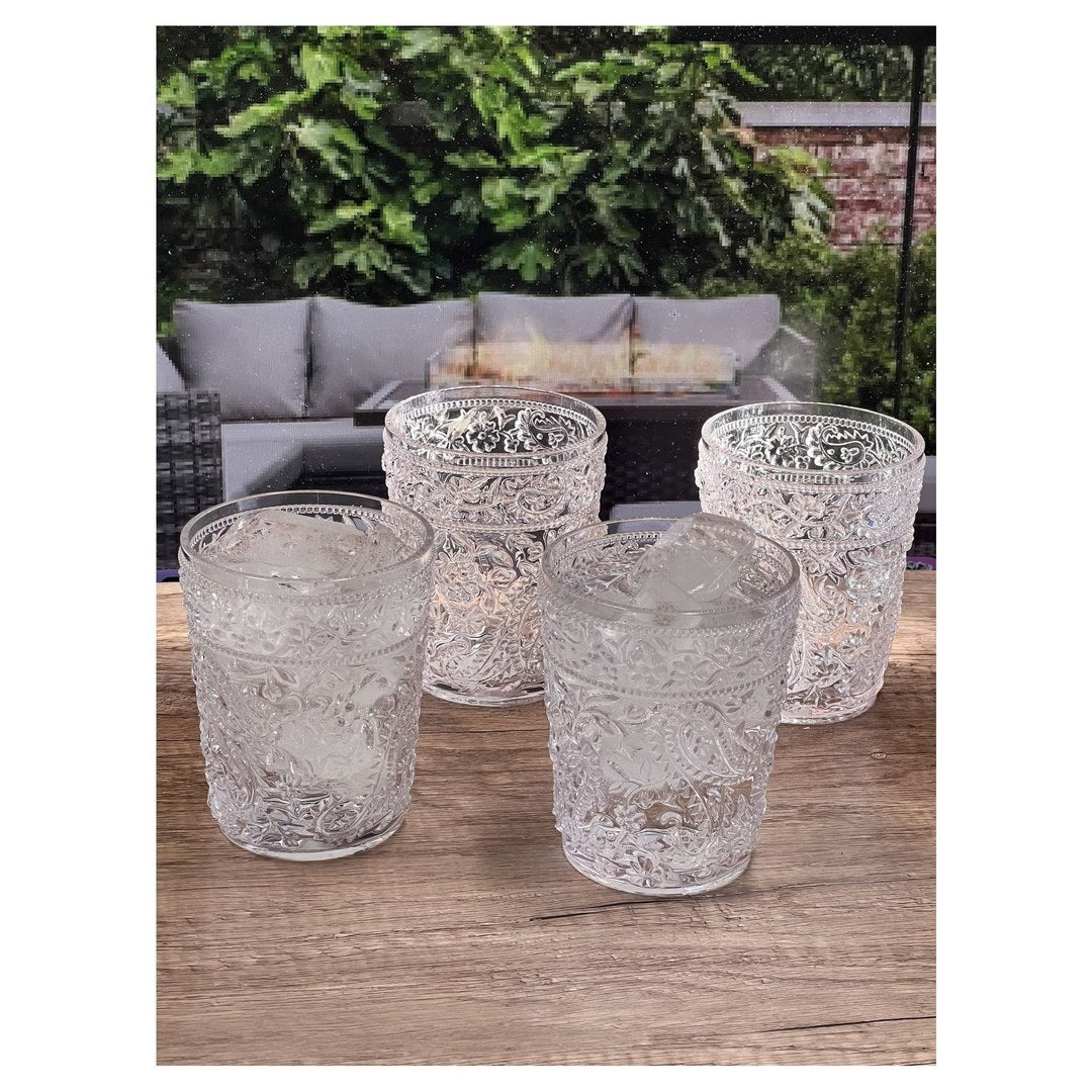 Paisley Acrylic Glasses Drinking Set of 4 DOF 13oz clear-acrylic