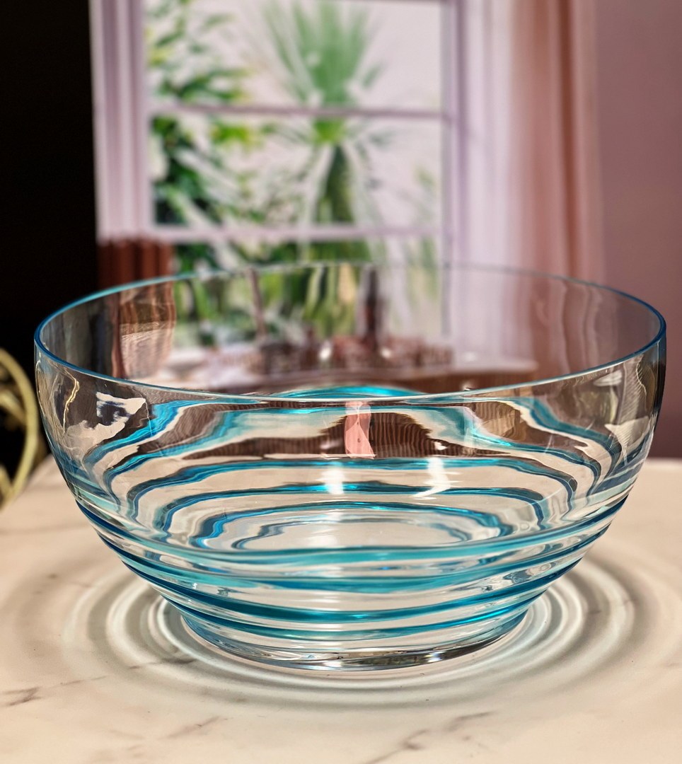 Swirl Acrylic Serving Bowls, Unbreakable Large Plastic Bowls, Soup Bowls, Salad Bowls, Cereal Bowl For Snacks, Bpa Free Blue Acrylic