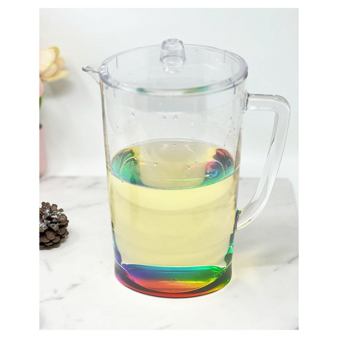 2.75 Quarts Water Pitcher with Lid, Oval Halo Design clear-acrylic