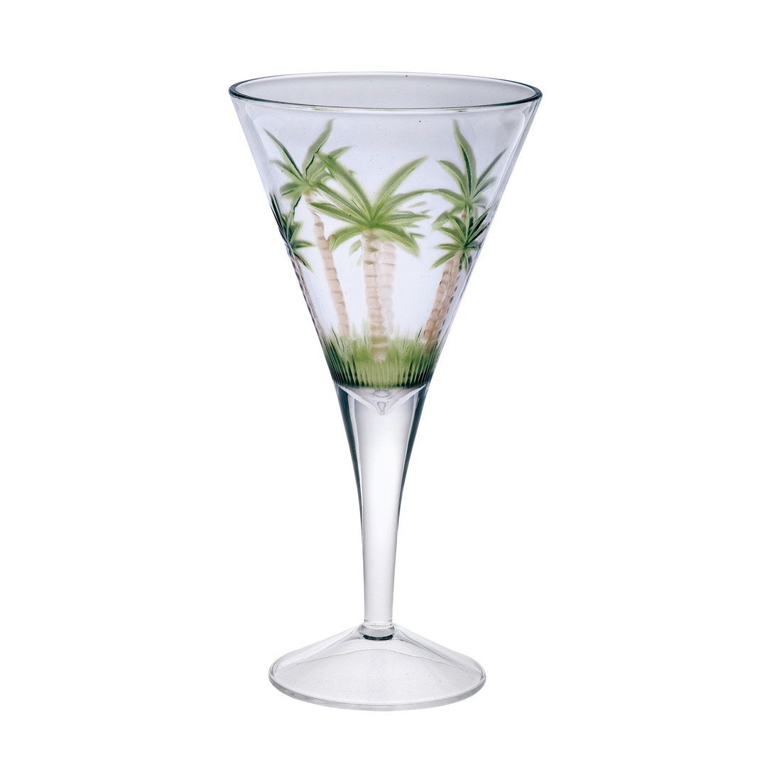 Palm Tree V Shaped Plastic Wine Glasses Set of 4