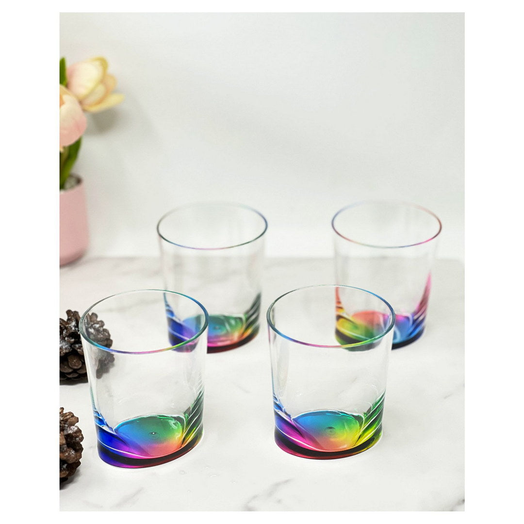 Oval Halo Acrylic Glasses Drinking Set Of 4 Dof 12Oz , Plastic Drinking Glasses, Bpa Free Cocktail Glasses, Drinkware Set, Plastic Water Tumblers Clear Acrylic