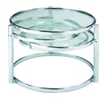 Modern Nesting Coffee Table With Clear Glass And Chrome Chrome Primary Living Space Contemporary,Modern Round Shelves Glossy Glass