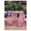 Paisley Acrylic Glasses Drinking Set Of 4 Dof 13Oz , Plastic Drinking Glasses, Bpa Free Cocktail Glasses, Drinkware Set, Drinking Water Glasses Pink Acrylic