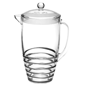 2.5 Quarts Water Pitcher With Lid, Swirl Unbreakable Plastic Pitcher, Drink Pitcher, Juice Pitcher With Spout Bpa Free Clear Acrylic