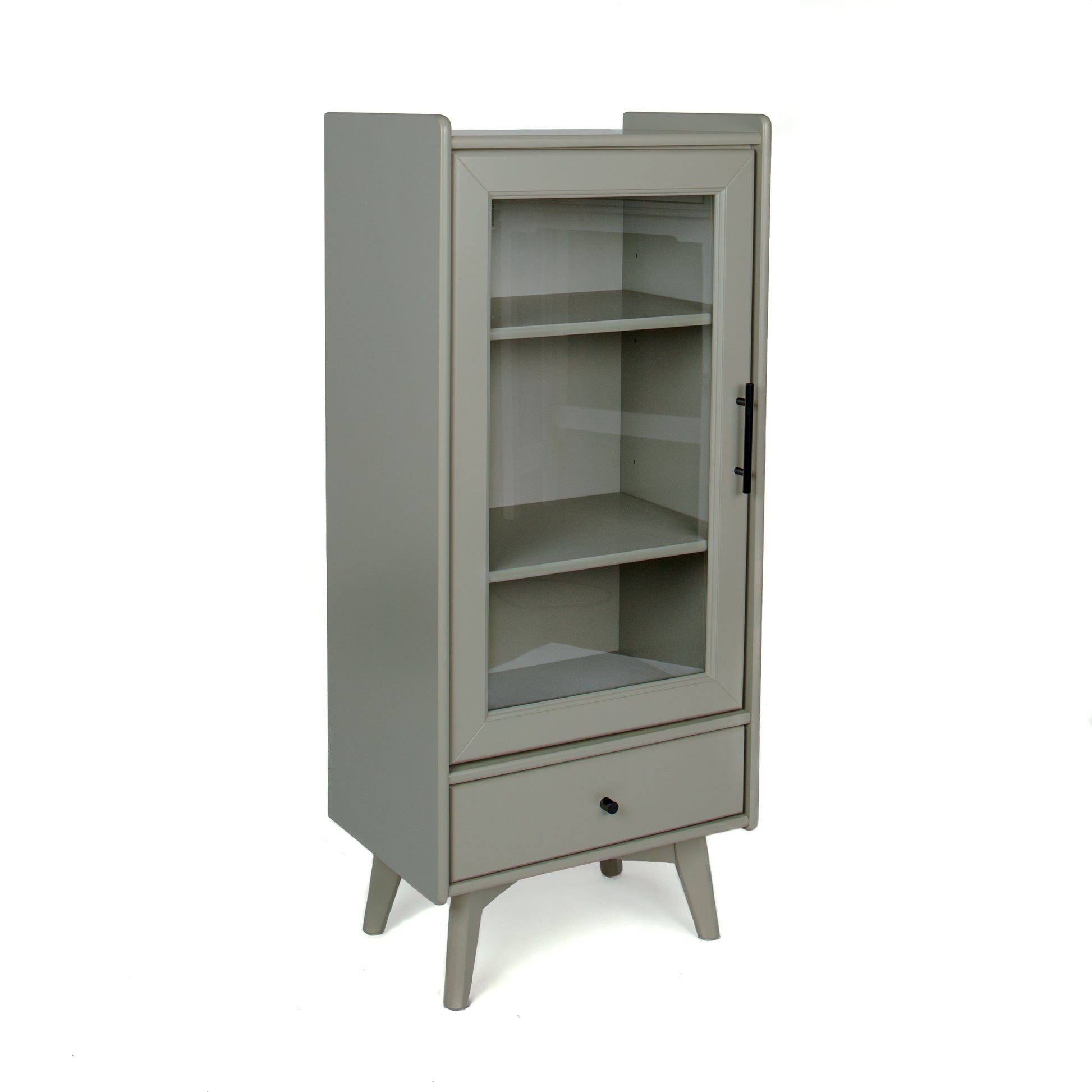 Modern Bathroom Storage Cabinet & Floor Standing Cabinet With Glass Door With Double Adjustable Shelves And One Drawer, Extra Storage Space On Top, Gray 19.75" 13.75" 46" Gray Mdf Glass