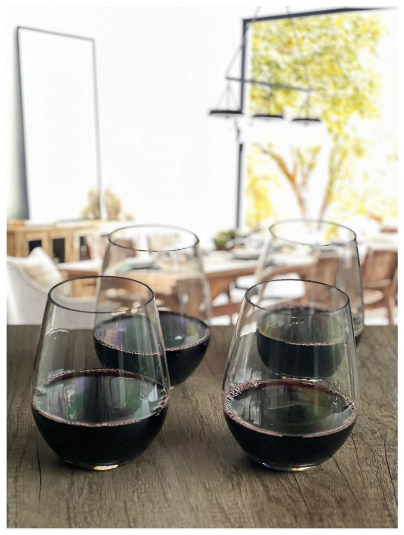 Oval Halo Tritan Glasses Drinking Set Of 4 Hi Ball 20Oz , Plastic Drinking Glasses, Bpa Free Cocktail Glasses, Drinkware Set, Plastic Water Tumblers Clear Glass