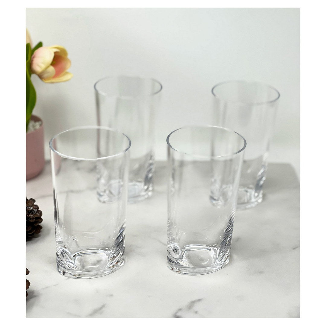 Oval Halo Acrylic Glasses Drinking Set Of 4 Hi Ball 15Oz , Plastic Drinking Glasses, Bpa Free Cocktail Glasses, Drinkware Set, Plastic Water Tumblers Clear Acrylic