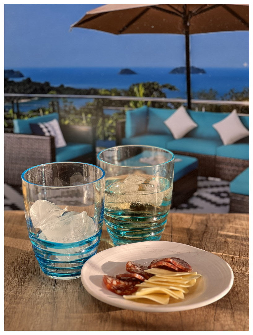 Swirl Acrylic Glasses Drinking Set Of 4 Dof 15Oz , Plastic Drinking Glasses, Bpa Free Cocktail Glasses, Drinkware Set, Drinking Water Glasses Blue Acrylic