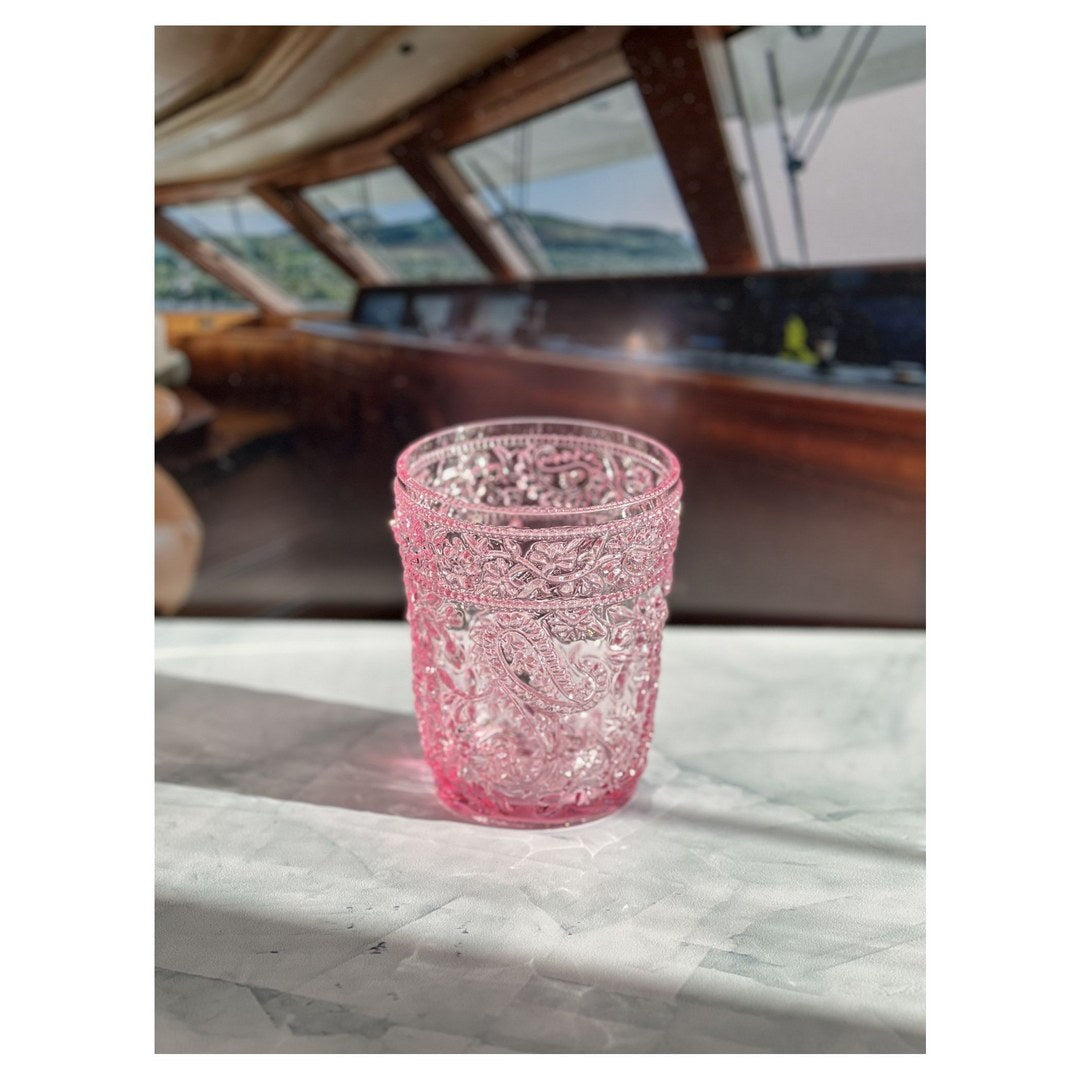 Paisley Acrylic Glasses Drinking Set of 4 DOF 13oz pink-acrylic