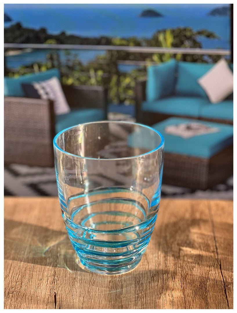 Swirl Acrylic Glasses Drinking Set Of 4 Dof 15Oz , Plastic Drinking Glasses, Bpa Free Cocktail Glasses, Drinkware Set, Drinking Water Glasses Blue Acrylic