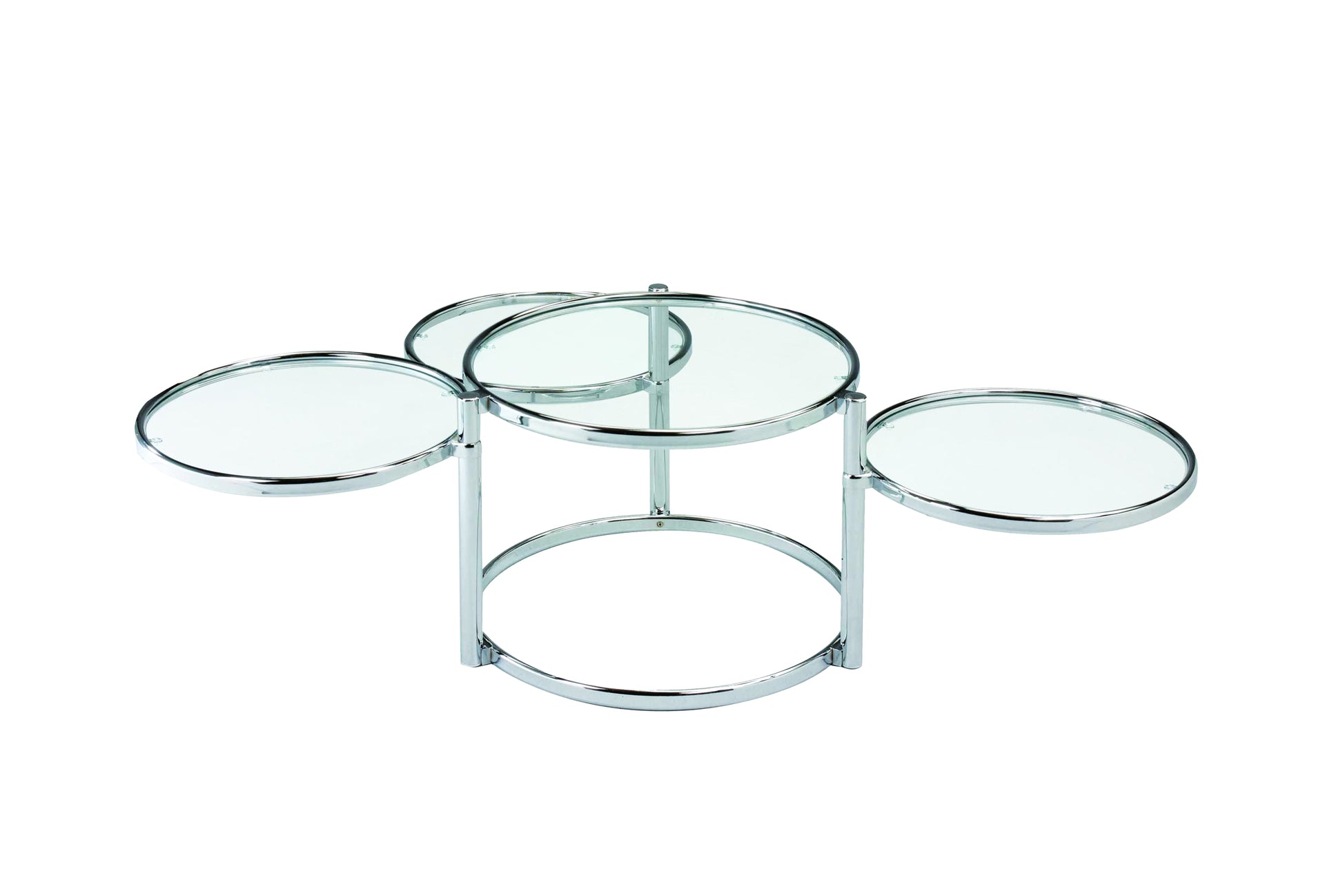 Modern Nesting Coffee Table With Clear Glass And Chrome Chrome Primary Living Space Contemporary,Modern Round Shelves Glossy Glass