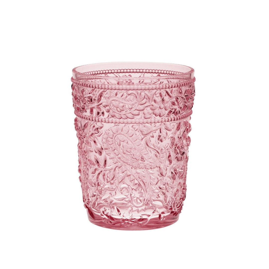 Paisley Acrylic Glasses Drinking Set Of 4 Dof 13Oz , Plastic Drinking Glasses, Bpa Free Cocktail Glasses, Drinkware Set, Drinking Water Glasses Pink Acrylic