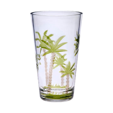 Palm Tree Design Acrylic Glasses Drinking Set Of 4 Hi Ball 20Oz , Plastic Drinking Glasses, Bpa Free Cocktail Glasses, Drinkware Set, Plastic Water Tumblers Clear Acrylic