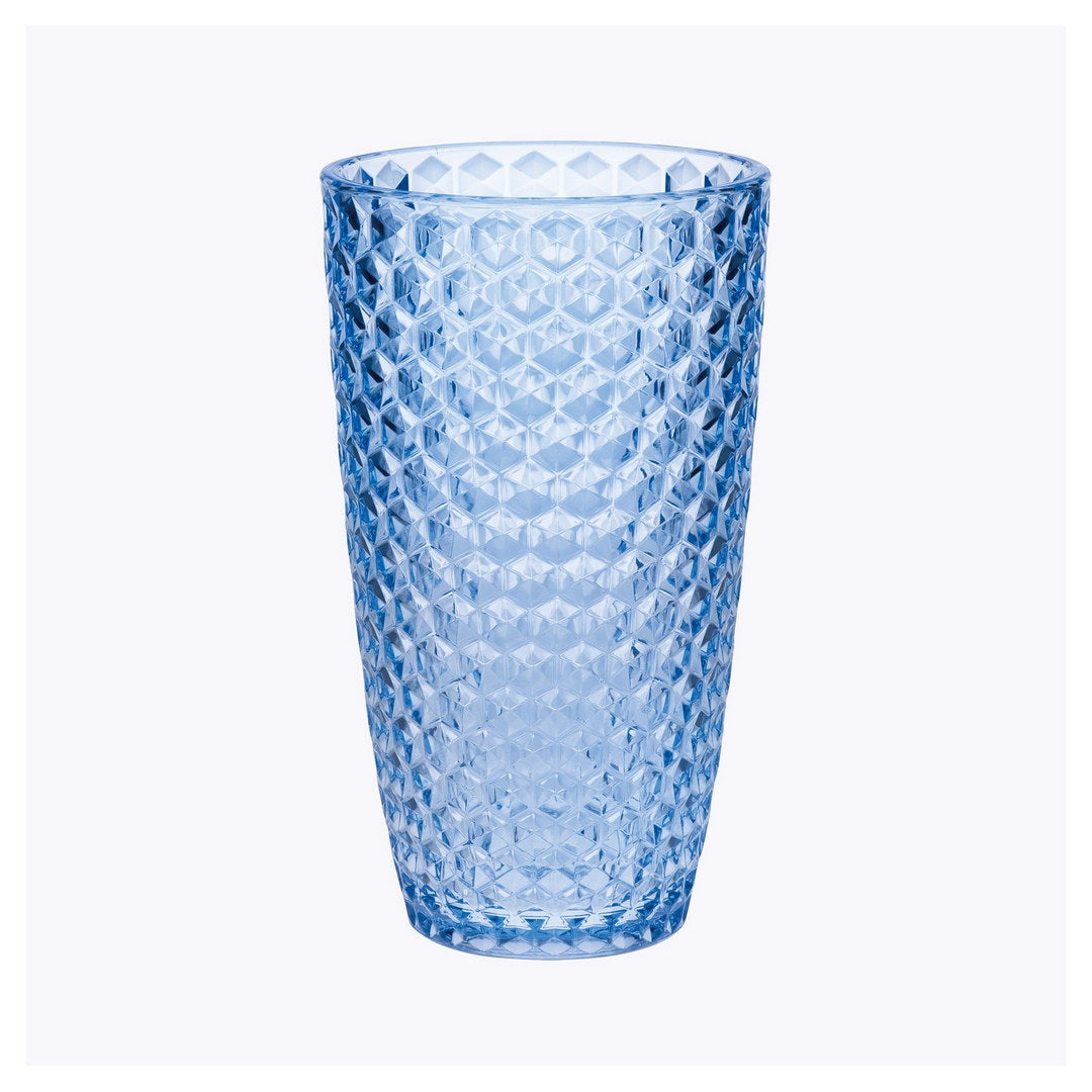 Diamond Cut Acrylic Glasses Drinking Set Of 4 19Oz , Plastic Drinking Glasses, Bpa Free Cocktail Glasses, Drinkware Set, Drinking Water Glasses Blue Acrylic