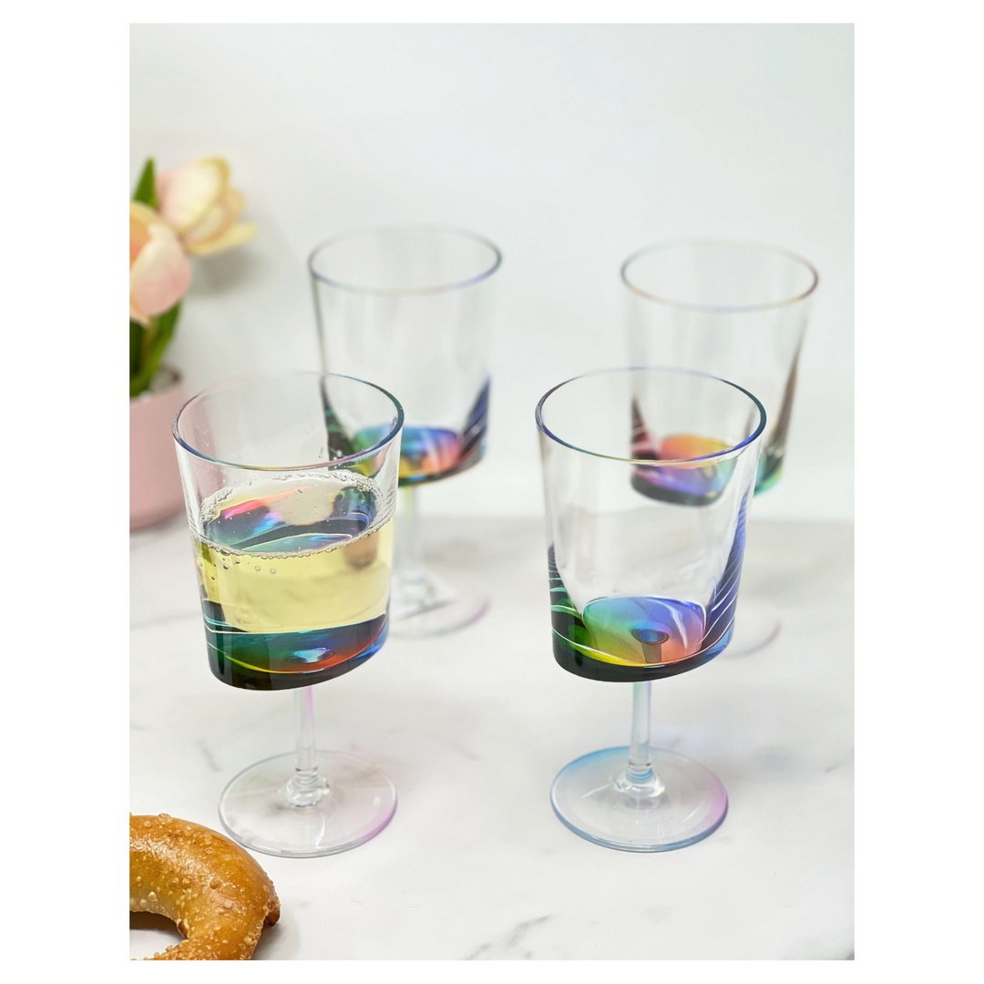 Oval Halo Plastic Wine Glasses Set of 4 12oz , BPA clear-acrylic