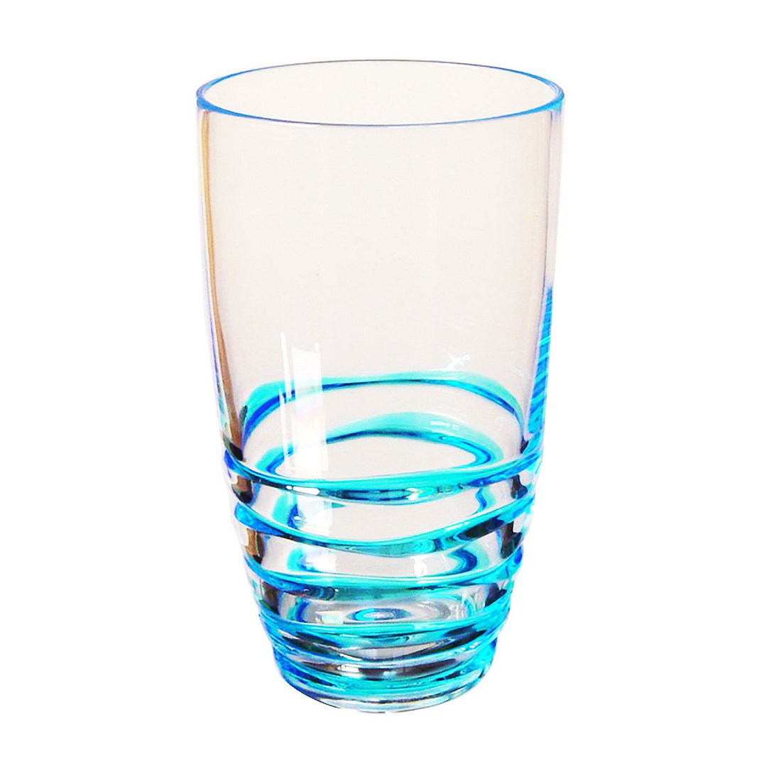 Swirl Acrylic Glasses Drinking Set Of 4 20Oz , Plastic Drinking Glasses, Bpa Free Cocktail Glasses, Drinkware Set, Hi Ball Plastic Water Tumblers Blue Acrylic