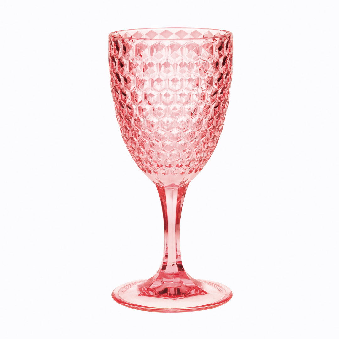 Diamond Cut Plastic Wine Glasses Set Of 4 12Oz , Bpa Free Acrylic Wine Glass Set, Unbreakable Red Wine Glasses, White Wine Glasses Pink Acrylic