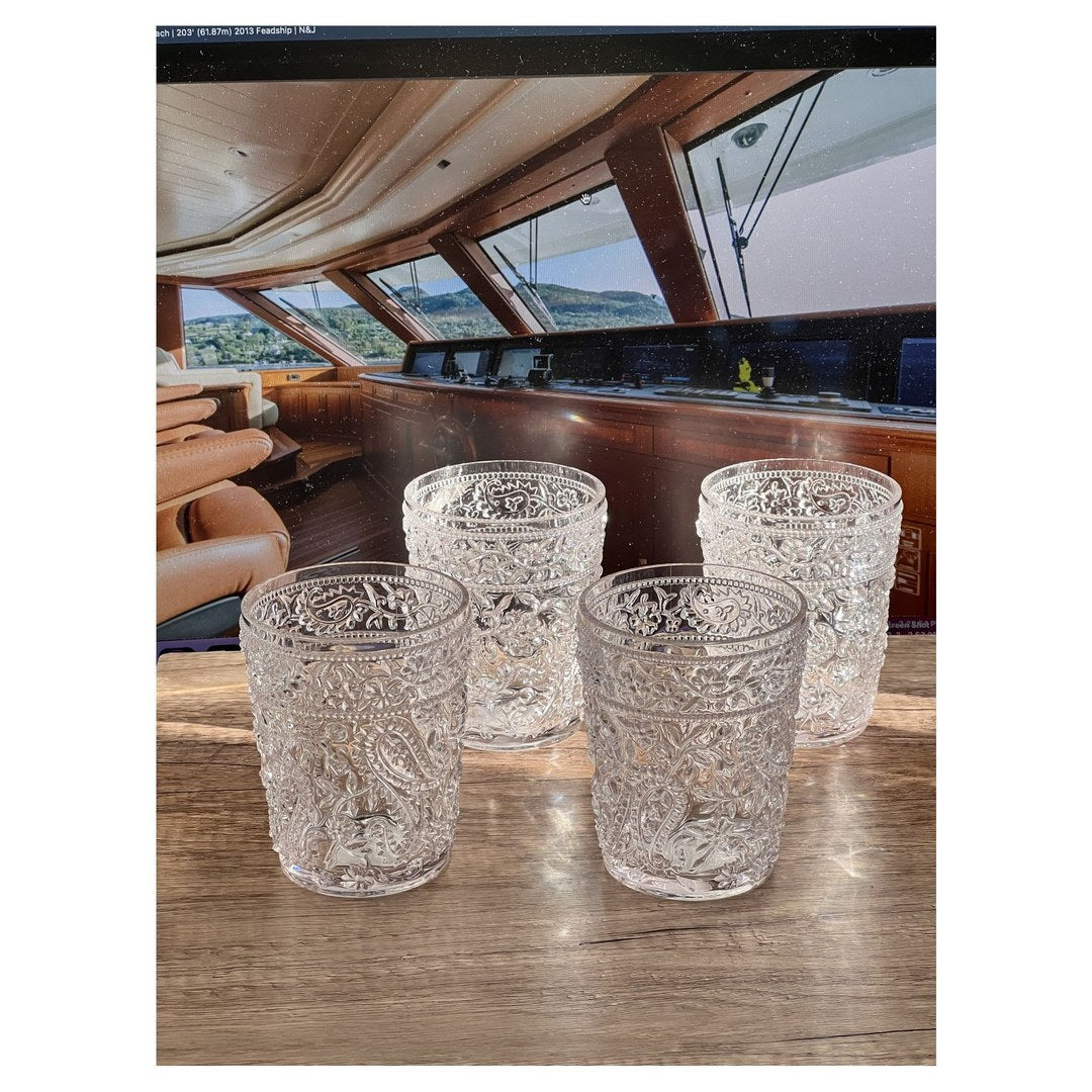 Paisley Acrylic Glasses Drinking Set of 4 DOF 13oz clear-acrylic