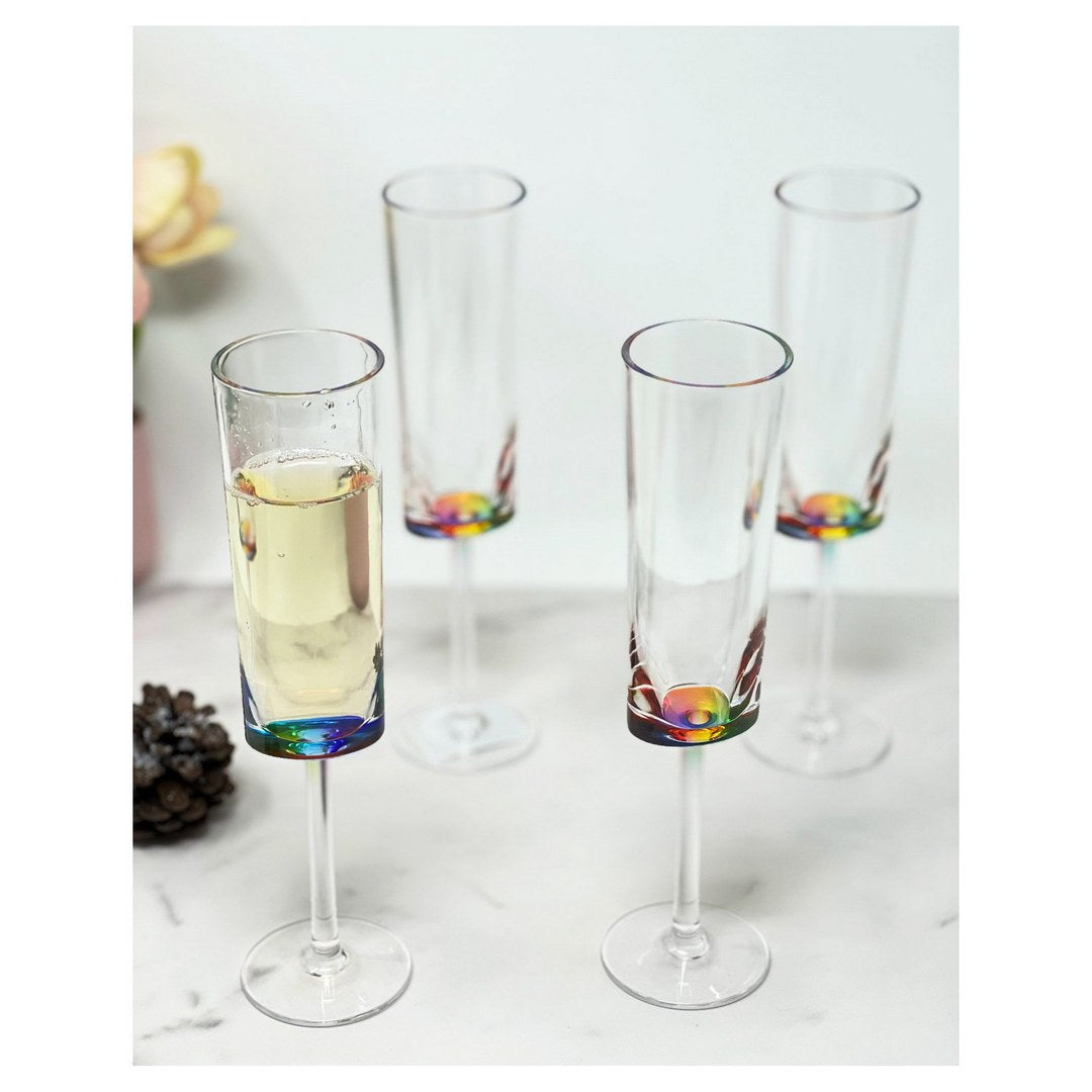 Oval Halo Plastic Champagne Flutes Set of 4 4oz clear-acrylic