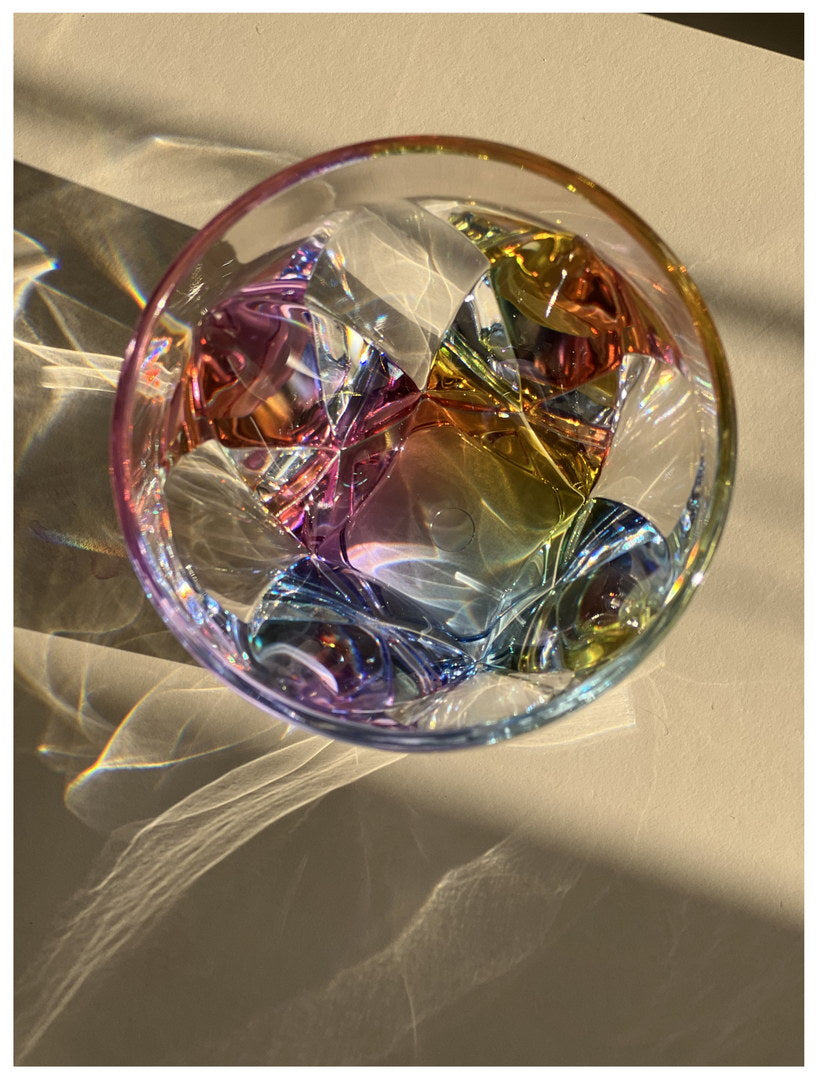 Rainbow Diamond Acrylic Glasses Drinking Set Of 4 Dof 9Oz , Plastic Drinking Glasses, Bpa Free Cocktail Glasses, Drinkware Set, Drinking Water Glasses Clear Acrylic