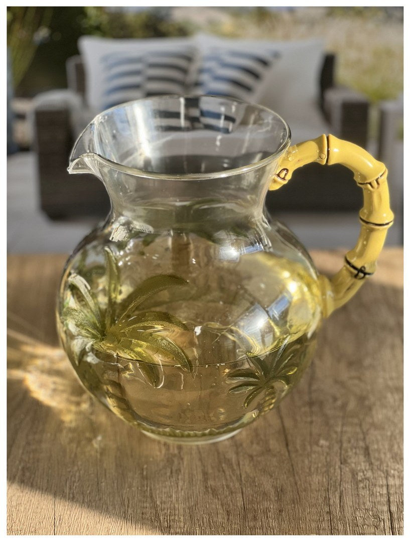 3 Quarts Water Pitcher with Lid, Palm Tree Design clear-acrylic