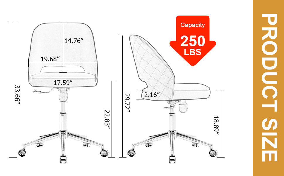 Modern Household Pu Office Chair, Adjustable 360 Swivel Chair Engineering Plastic Armless Swivel Computer Chair, With Wheels, Suitable For Living Room, Bedroom, Office, Hotel Dining Room Black Black Foam Pu