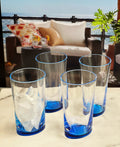 Oval Halo Acrylic Glasses Drinking Set Of 4 Hi Ball 15Oz , Plastic Drinking Glasses, Bpa Free Cocktail Glasses, Drinkware Set, Plastic Water Tumblers Blue Acrylic