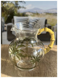 3 Quarts Water Pitcher With Lid, Palm Tree Design Unbreakable Plastic Pitcher, Drink Pitcher, Juice Pitcher With Spout Bpa Free Clear Acrylic