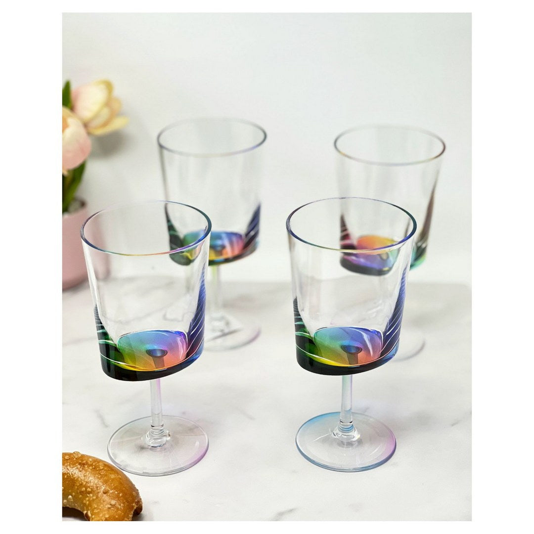 Oval Halo Plastic Wine Glasses Set of 4 12oz , BPA clear-acrylic