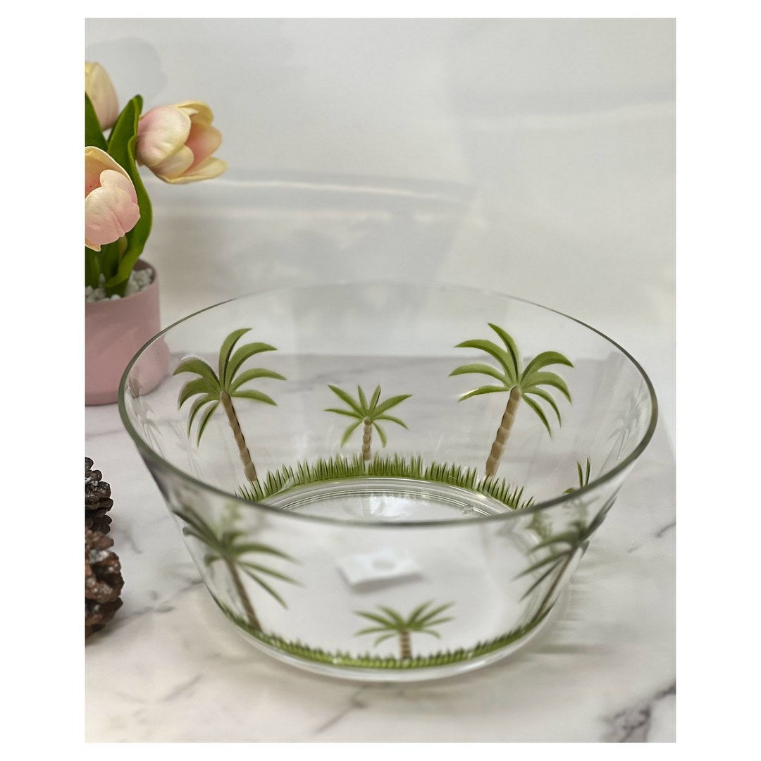 Palm Tree Acrylic Serving Bowls, Unbreakable Large clear-acrylic